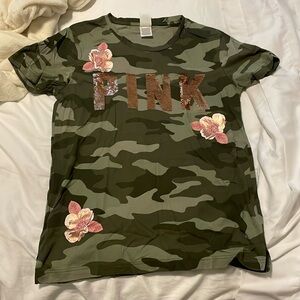 Like new pink sequin camo T-shirt